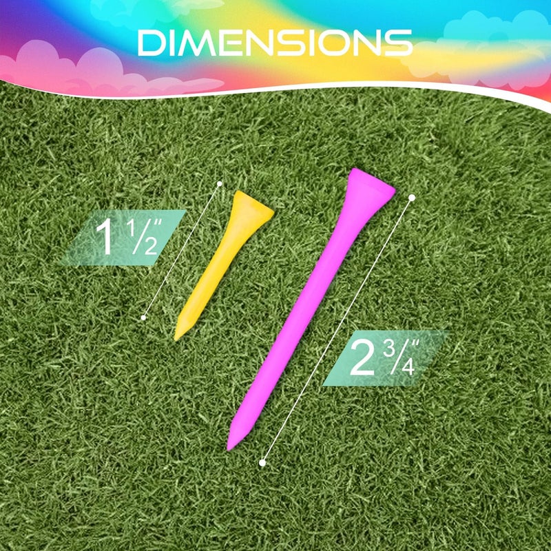 EWILLING Store Golf Tees Multiple Colors Mixed Size Package, 100pcs Professional Bamboo/Wood Golf Tees, Size 3-1/4", 2-3/4" & 1-1/2" Reduce Friction and Resistance - Image 4